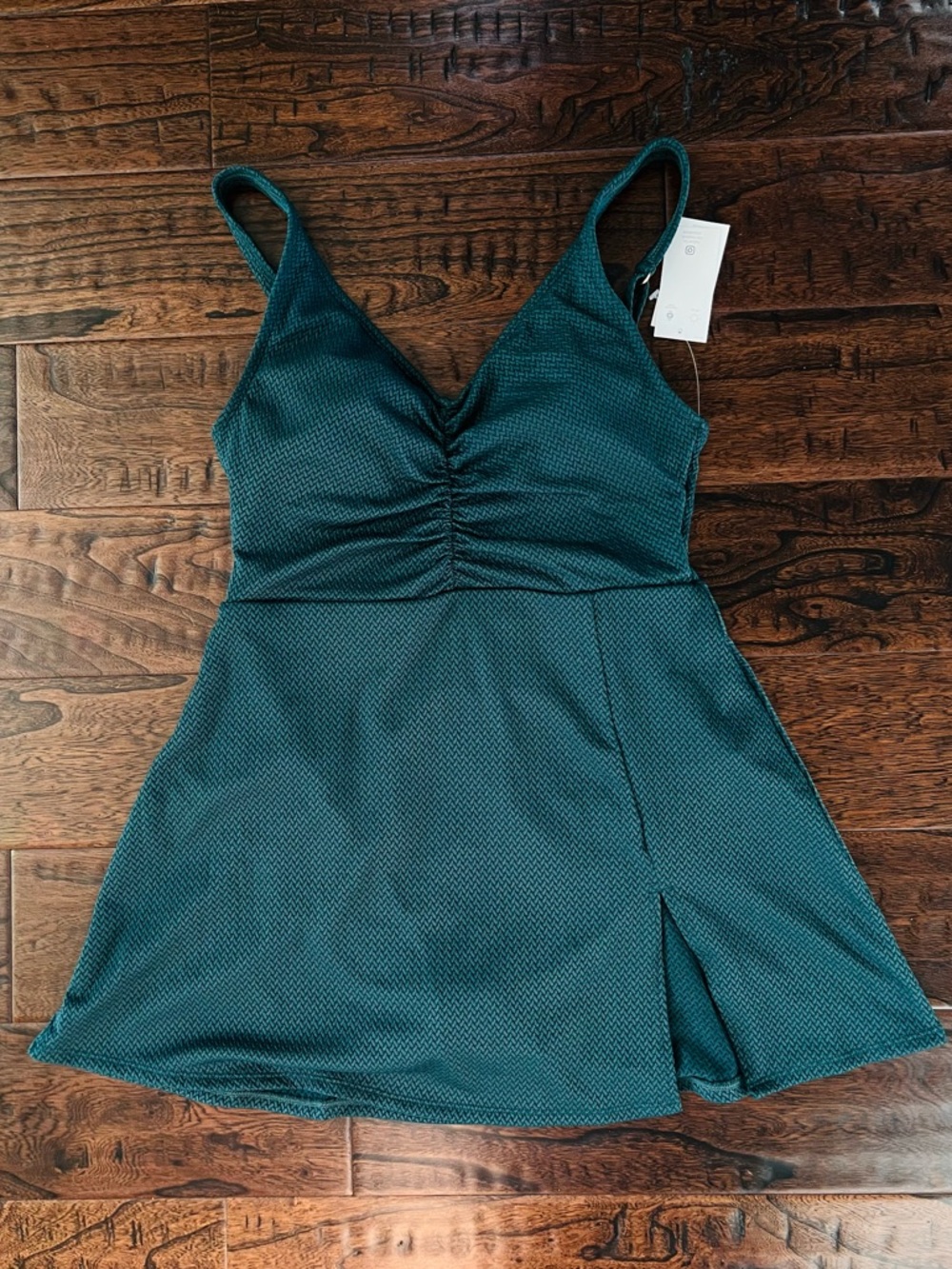 Lands' End Textured Green One Piece Swimsuit
